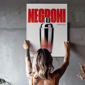 Negroni Print / Home Bar Print / Home Bar Artwork / Cocktail Print / Archival Artwork / Modernist / Alcohol / Grunge / Punk / Negroni Fizz