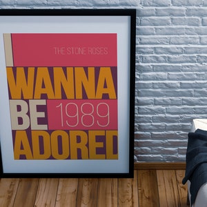 ザ・ストーン・ローゼズのポスター/アートワーク / I Wanna Be Adored / インディーズ音楽のポスター / イアン・ブラウン / スイスのポスターアート / グランジテクスチャ