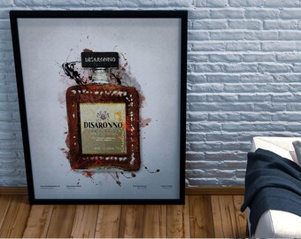 Disaronno Amaretto Print / Home Bar Artwork / Cocktail Print / Archival Artwork / Italian Liqueur / Alcohol / Mexican Sour / Graffiti