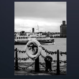 Liverpool Street Art Print - Ferry Cross The Mersey - Matte Archival Print - Photograph - Urban Portrait - Liverpool Skyline - Black & White