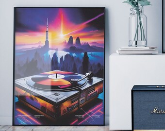 Dystopian Vinyl Art Print: Cyberpunk Urban Landscape