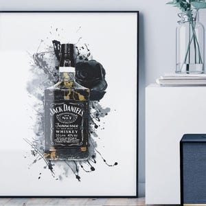 JD Whiskey Wall Art Print – Jack Daniels Poster for Home Bar Decor, Vintage Man Cave Sign, Rustic Whiskey Lover Gift
