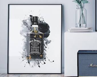 ジャックダニエルウイスキーの割れたボトルの壁アート - Etsy 日本
