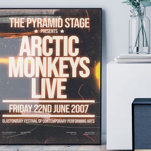 Arctic Monkeys Post Modern Style Concert Poster Art Print / Artwork / Alex Turner / Glastonbury 2007 / Retro / Swiss Modern / Vintage