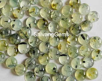 AAA Naturlig Prehnit Rund Cabochon Storlek 2 x 2 MM till 15 x 15 MM Prehnit Rund Platt Baksida Cabochon Lös Ädelsten Grossistparti