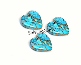 AAA Natural Blue Copper Turquoise Heart Shape Cabochon 4MM To 20MM Blue Copper Turquoise heart Cabochon Loose Gemstone Jewelry Making