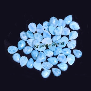 AAA Larimar Pear Cabochon Size 9X11MM To 15X20MM Natural Larimar Pear Flat back Calibrated Loose Gemstone Jewelry Making Wholesale lot