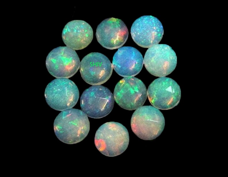 AAA Welo Ethiopian opal Round rose cut cabochon 4X4 MM multi flashy Natural Welo Ethiopian opal round rose cut cabochon Loose gemstone