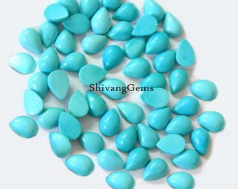 Lote de 3 x 5 mm a 8 x 10 mm de cabujón de turquesa de Arizona, piedra preciosa suelta, natural, AAA, en forma de pera.