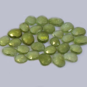 AAA Peridot Free Size Uneven Shape Rose Cut Slices Natural Peridot Rose Cut Polki Loose Gemstone For Making Jewellery