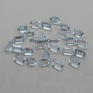 AAA Natural Aquamarine Octagon Cut Faceted Size 3X5MM-4X6MM-5X7MM Aquamarine Octagon Cut Loose Gemstone Jewelry Making Wholesale Lot image 2