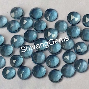AAA London Blue Topaz Round Rose Cut Faceted Size 3MM-4MM-5MM London Blue Topaz Round Rose Cut Jewelry Making Loose Gemstone Wholesale Lot