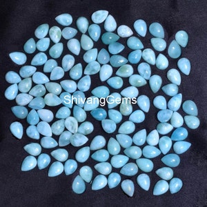 AAA Larimar Pear Cabochon Size 3X5MM To 8X10MM Natural Larimar Pear Flat back Calibrated Loose Gemstone Jewelry Making Wholesale lot