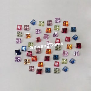 AAA Heated Multi Sapphire Square Princess Cut Size 2X2MM Natural Multi Sapphire Square Cut Loose Gemstone Jewelry Making Wholesale Lot