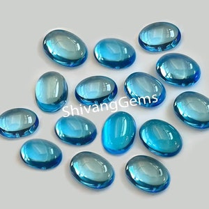 AAA Natural Swiss Blue Topaz Oval Cabochon 3X5MM To 6X8MM Swiss Blue Topaz Oval FlatBack Cabochon Loose Gemstone Jewelry Making WholesaleLot
