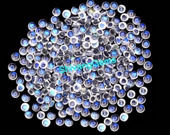 Natural AAA Rainbow Moonstone Round Cabochon Size 1.50MM To 4MM Rainbow Moonstone Blue Flash Round Cabochon Loose Gemstone Wholesale lot