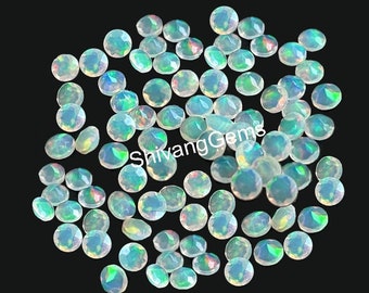 100 Piece Lot Natural Welo Ethiopian Multi Fire Opal Round Cut Faceted Size 2X2MM To 7X7 AAA Opal Rainbow Fire Round Cut Loose Gemstone