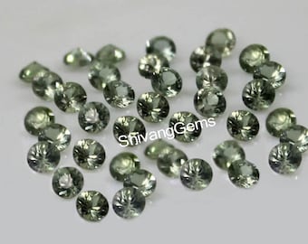 AAA Light Green Sapphire Round Diamond Cut Size 3X3MM Natural Green Sapphire Round Diamond Cut Loose Gemstone Making Jewelry Wholesale Lot