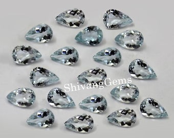 AAA Natural Aquamarine Pear Cut Faceted Size 3X4MM-3X5MM-4X6MM-5X7MM Aquamarine Pear Cut Loose Gemstone Jewelry Making Wholesale Lot