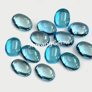 AAA Natural Swiss Blue Topaz Oval Cabochon7X9MM To 9X11MM Swiss Blue Topaz Oval FlatBack Cabochon Loose Gemstone Jewelry Making WholesaleLot