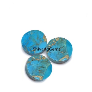 Natural Blue Copper Turquoise Round Coin Shape Size 4X4MM To 20X20MM Both Side Flat Disc Calibrated Gemstone Jewelry Making Wholesale Lot