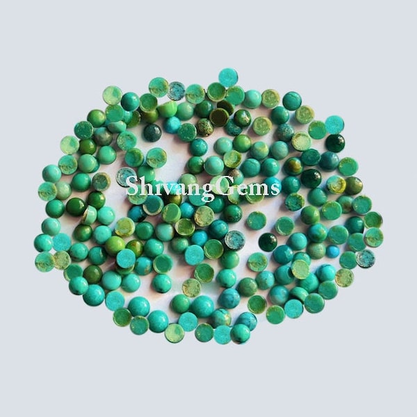 AAA Tibetan Turquoise Round Cabochon 3MM-4MM-5MM-6MM-7MM Natural Tibetan Turquoise Round Flatback Cabochon Calibrated Size loose Gemstone