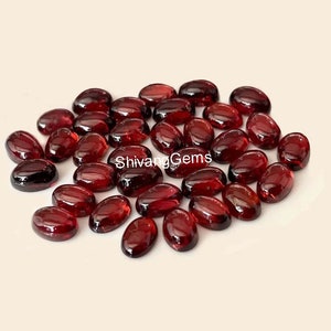 AAA Red Garnet Oval Cabochon Size 3X5MM-4X6MM-5X7MM-6X8MM Natural Red Garnet Oval Cabochon Loose Gemstone Jewelry Making Wholesale Lot