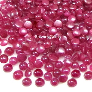 Natural AAA Ruby Round Cabochon 2MM-2.50MM-3MM-3.50MM Ruby Round Flatback Cabochon Loose Gemstone Jewelry Making Wholesale Lot