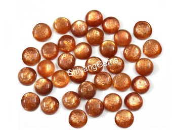 AAA Sunstone Round Cabochon Size 3X3MM To 15X15MM Natural Sunstone Round Flat back Cabochon Loose Gemstone Jewelry Making Wholesale Lot