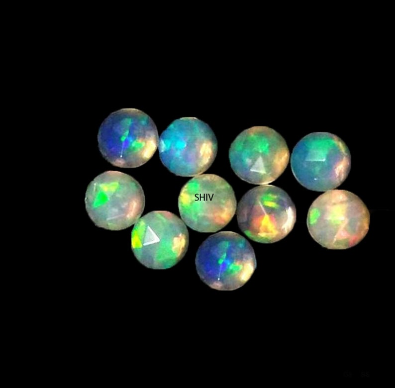AAA Welo Ethiopian opal Round rose cut cabochon 4X4 MM multi flashy Natural Welo Ethiopian opal round rose cut cabochon Loose gemstone