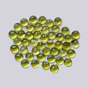 Natural AAA Peridot Round Rose Cut Cabochon Size 3MM-4MM-5MM-6MM Peridot Round Cut Flat back Loose Gemstone Wholesale Lot