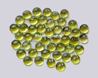 Cabujón redondo de peridoto AAA natural, talla rosa, tamaño 3 mm-4 mm-5 mm-6 mm, peridoto redondo, parte posterior plana, gema suelta al por mayor.