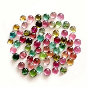 AAA Multi Tourmaline Round Cabochon Size 2X2MM To 8X8MM Natural Multi Color Tourmaline Round Flat back Cabochon Loose Gemstone Wholesale lot