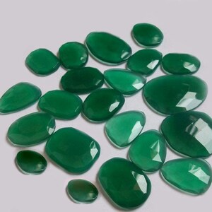 Natural Green Onyx Uneven Rose Cut Green onyx Rose Cut Polki loose gemstone