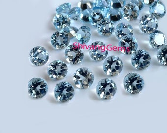 Natural AAA cielo azul topacio corte redondo tamaño facetado 7X7MM-8X8MM-9X9MM cielo azul topacio corte redondo joyería de piedras preciosas sueltas haciendo lote al por mayor