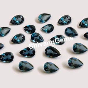 AAA Natural London Blue Topaz Pear Cut Faceted Size 3X5MM-4X6MM-5X7MM London Blue Topaz Pear Cut Loose Gemstone Jewelry Making Wholesale Lot
