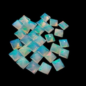Natural AAA Welo Ethiopian Opal Square Cut Faceted 3MM-4MM-5MM-6MM Ethiopian Opal Square Cut Faceted Calibrated Size Loose Gemstone