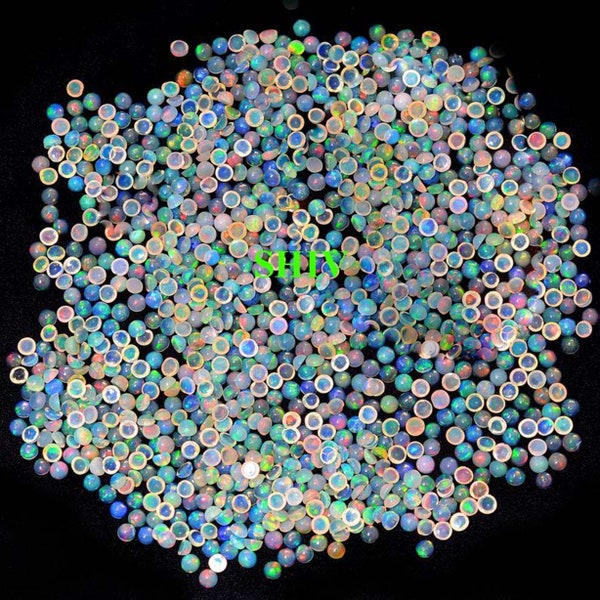 AAA WeloEthiopian Opal Multifire Round Cabochon 2MM To 3.5MM Natural Rainbow Fire Opal Round Cabochon Calibrated Loose Gemstone WholesaleLot