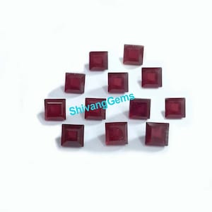 AAA ルビースクエアカットファセットサイズ 2 MM-2.50 MM-3 MM-4 MM GF ルビースクエアカットキャリブレーションルースジェムストーンジュエリー製作卸売ロット