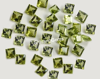 Natural AAA Peridot Square Cut Faceted Size 6MM-7MM-8MM Peridot Square Cut Loose Gemstone Jewelry Making Wholesale Lot