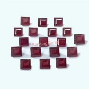 AAA Ruby Square Cut Faceted Size 5MM-6MM-7MM-8MM GF Ruby Square Cut Calibrated Loose Gemstone Jewelry Making Wholesale Lot