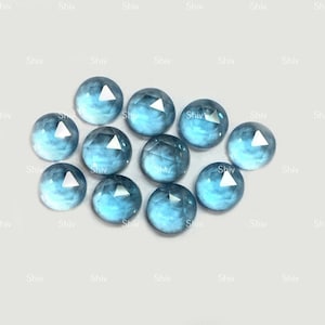 AAA Swiss Blue Topaz Round Rose cut Cabochon 6MM-7MM Natural Swiss Blue Topaz Round Rose cut Cabochon Flat back Loose Gemstone wholesale lot