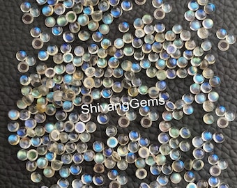 AAA Natural Blue Fire Labradorite Round Flat back Cabochon Size 2MM To 5MM Calibrated Loose Gemstone Jewelry Making Wholesale Lot