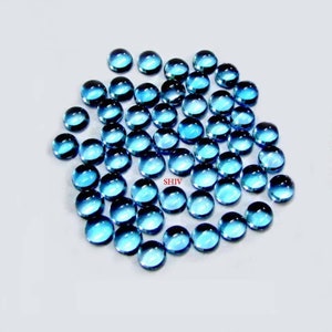 AAA Natural Swiss Blue Topaz Round Cabochon 5MM-6MM-7MM-8MM Swiss Blue Topaz Round FlatBack Cabochon Loose Gemstone Jewelry Making Wholesale