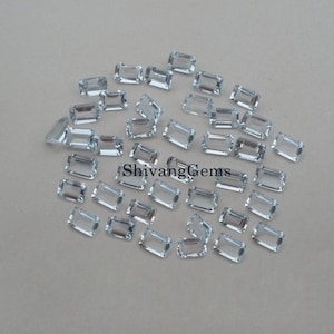 AAA Natural Aquamarine Octagon Cut Faceted Size 3X5MM-4X6MM-5X7MM Aquamarine Octagon Cut Loose Gemstone Jewelry Making Wholesale Lot image 1