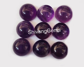 AAA Amethyst Round Cabochon Size 8x8mm-9x9mm-10x10mm Natural Amethyst Round Flat Back Cabochon Loose Gemstone Jewelry Making Wholesale Lot