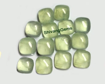 AAA Naturlig Prehnit Kudde Cabochon Storlek 3 x 3 MM till 15 x 15 MM Prehnit Kudde Cabochon med platt baksida Lös Ädelsten Grossistparti
