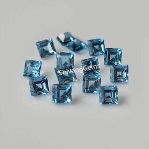 AAA Natural Swiss Blue Topaz Square Cut Faceted Size 6MM-7MM-8MM Swiss Blue Topaz Square Cut Loose Gemstone Jewelry Making Wholesale Lot