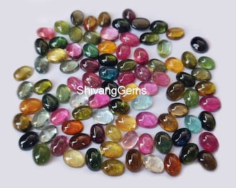 AAA Naturalny Wieloturmalinowy Owalny Kaboszon Rozmiar 3 x 5 MM Do 6 x 8 MM Wielokolorowy Turmalinowy Owalny Płaski Kaboszon Luźny Kamień Szlachetny Tworzenie Biżuterii