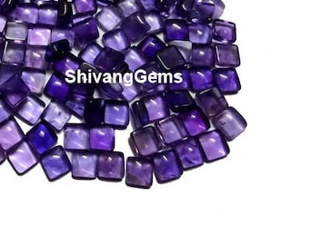 AAA Amethyst Square Cabochon Size 3X3MM To 15X15MM Natural Amethyst Square Flat Back Cabochon Loose Gemstone Jewelry Making Wholesale Lot